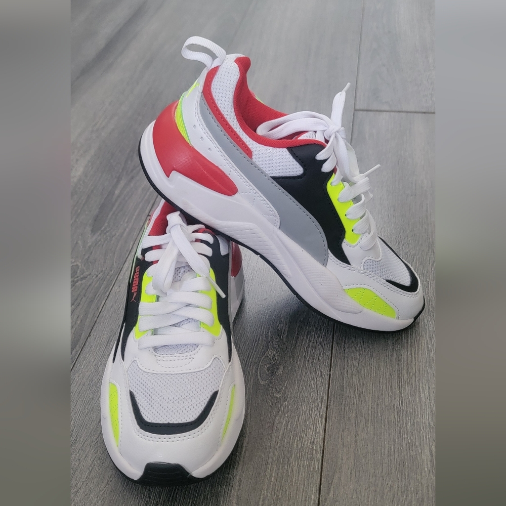 Puma White and Neon Sneakers